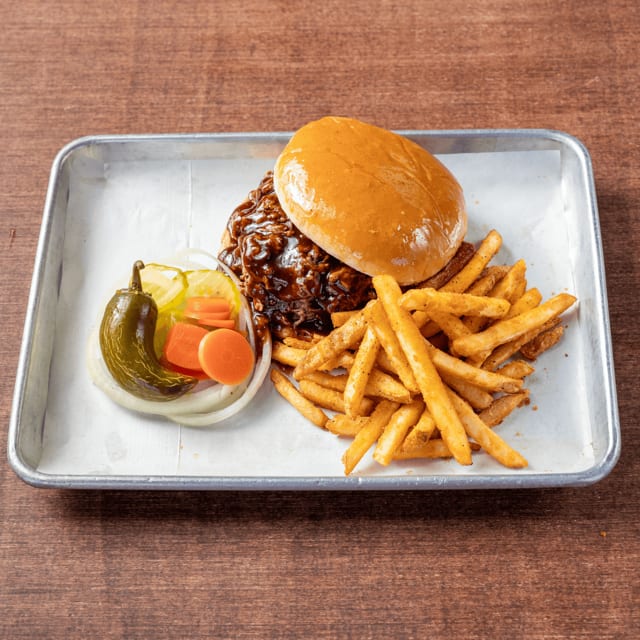 Augie's Chop BBQ (100% Brisket) Sandwich Combo.
