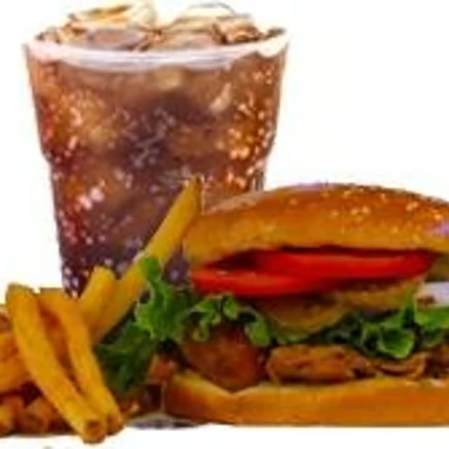 Augie's Yard Bird LOADED Sandwich Combo (smoked dark chicken w/ BBQ Cream Sauce, lettuce, tomatoes, onions & pickles).