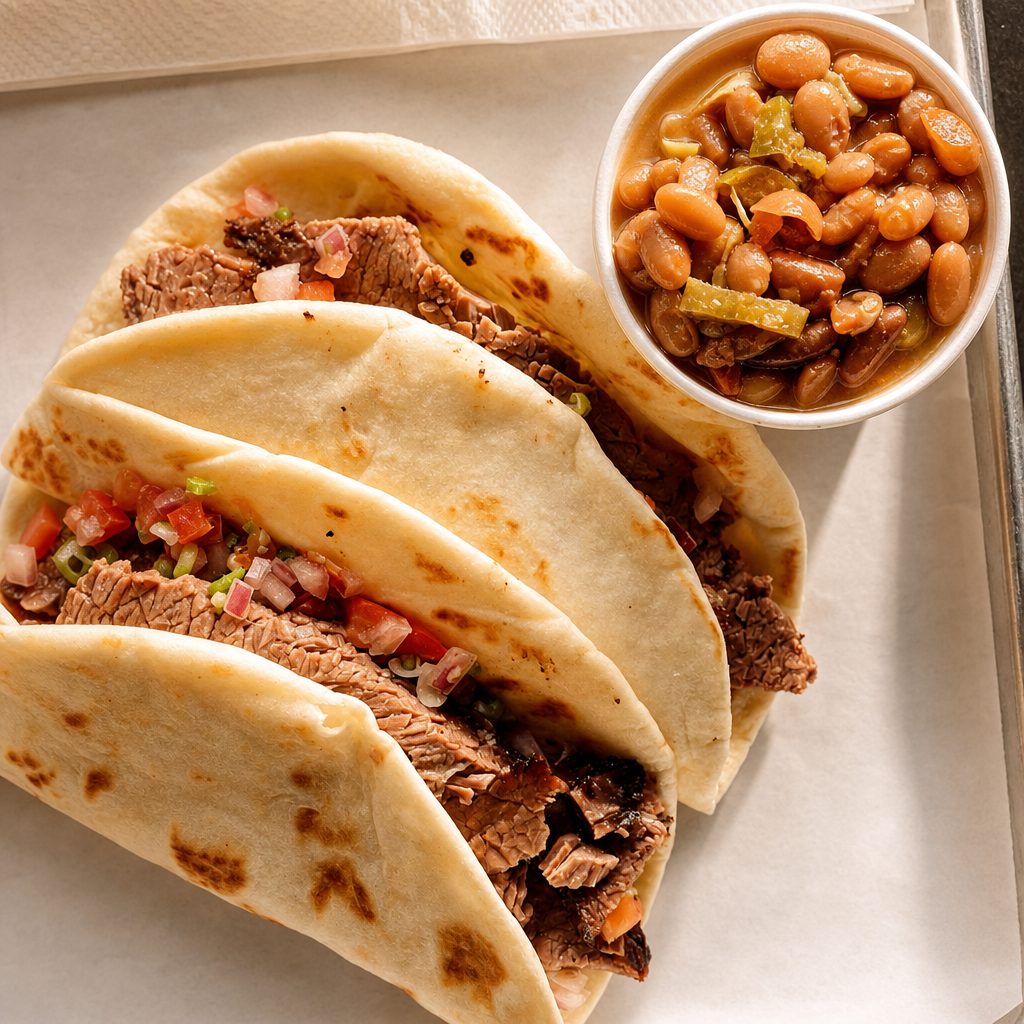 Sliced Brisket Tacos (2) Meal.