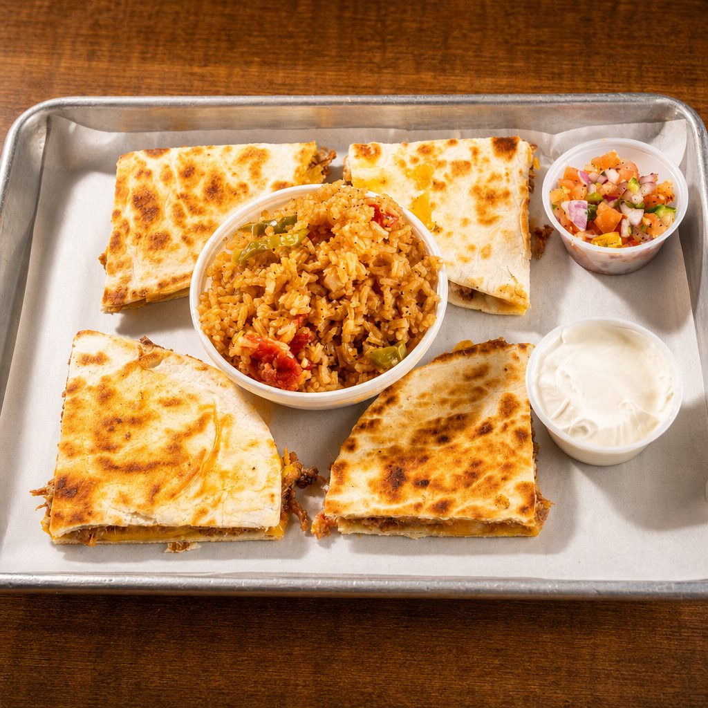 Brisket Quesadilla w/ side.