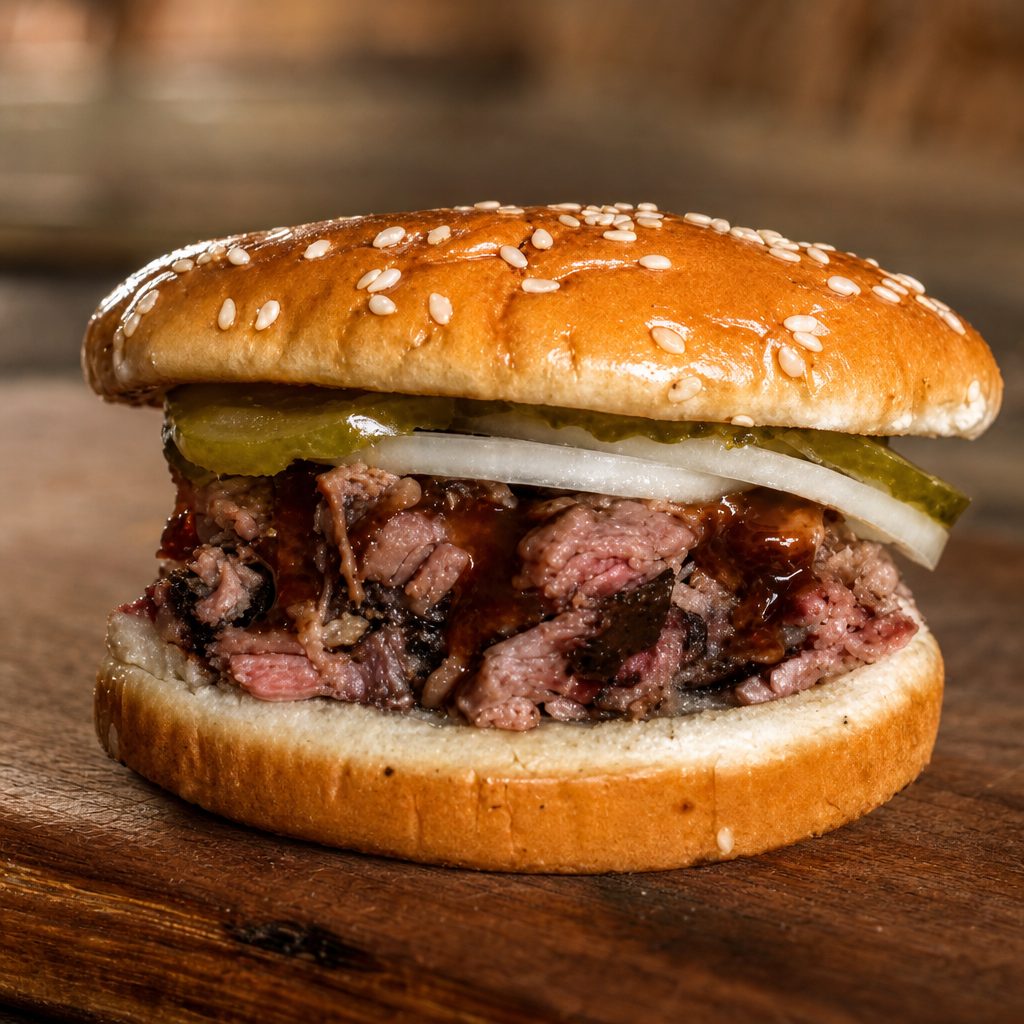 Chopped Brisket Sandwich.